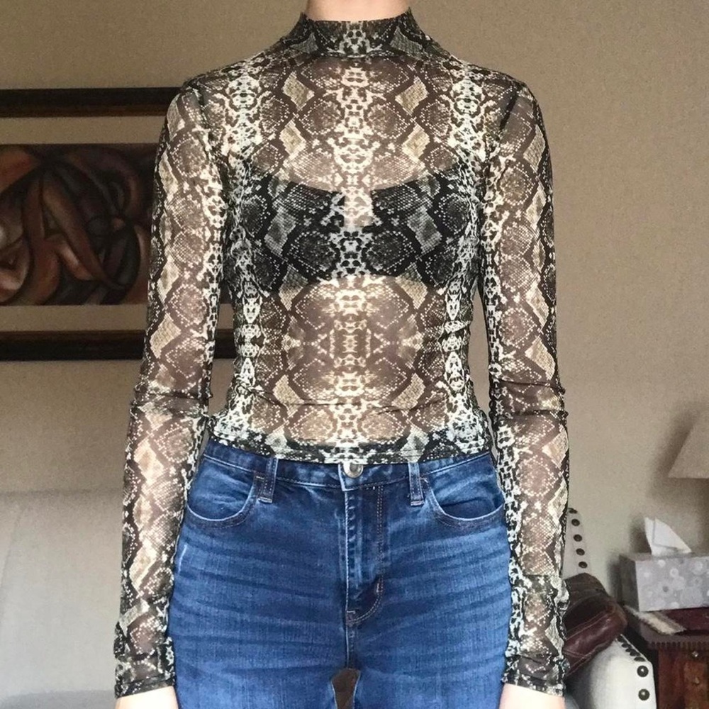 Urban Outfitters snake skin print sheer mesh top